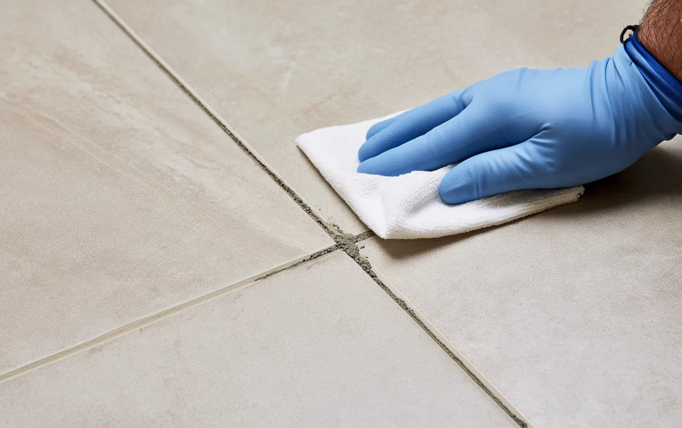 Clean tile grout joints prepared for sealing